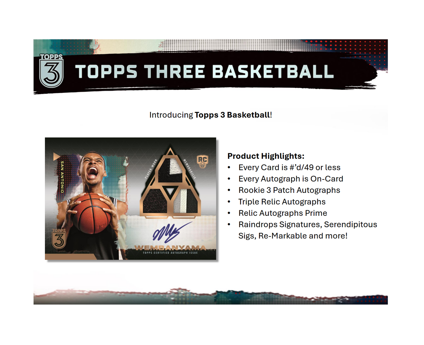 2023-24 Topps Three Basketball Hobby 5-Box Case